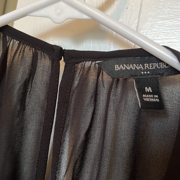 NWOT Banana Republic Black Semi Sheer and Like Leather Top - Picture 4 of 4